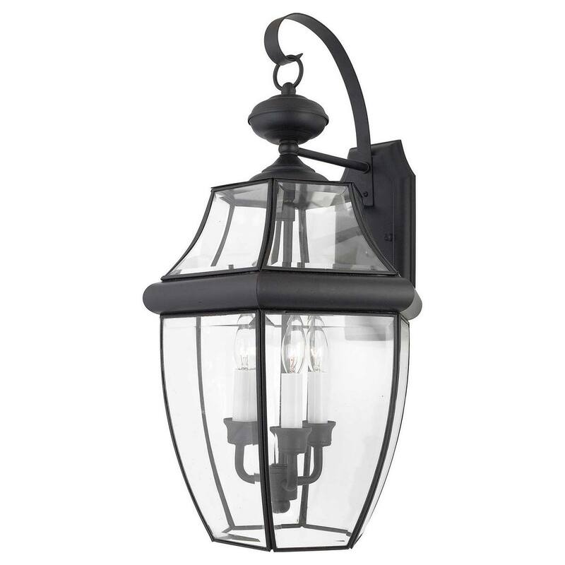 Newbury 3-Light Outdoor Wall Lantern in Mystic Black - Mystic Black