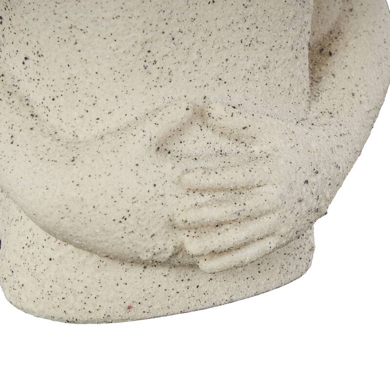 White Polystone Hugging People Decorative Sculpture with Black Speckles