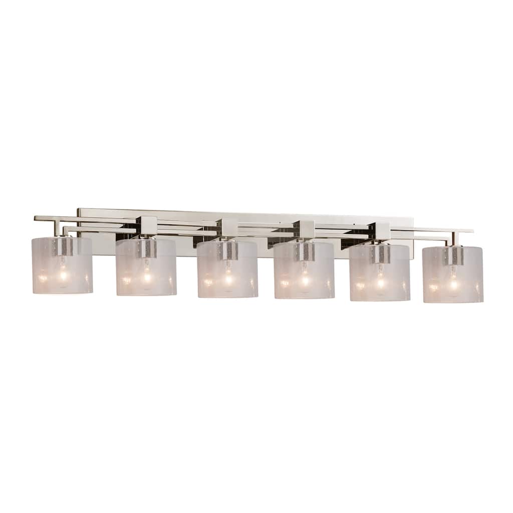 Justice Design Fusion Aero 6-light Brushed Nickel Bath Bar, Seeded Oval Shade
