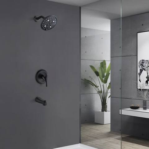 Matte Black Wall Mounted Shower Faucet Set - 5.91"