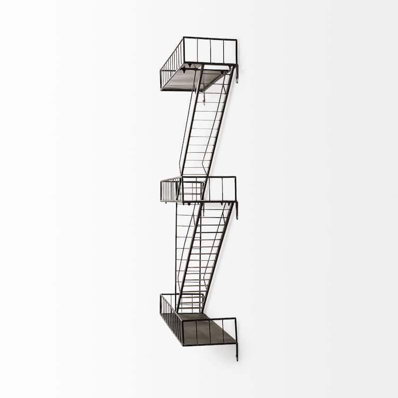 Gastown Wall-Mounted Fire Escape Shelf - 21.5"W x 7.3"D x 42.1"H