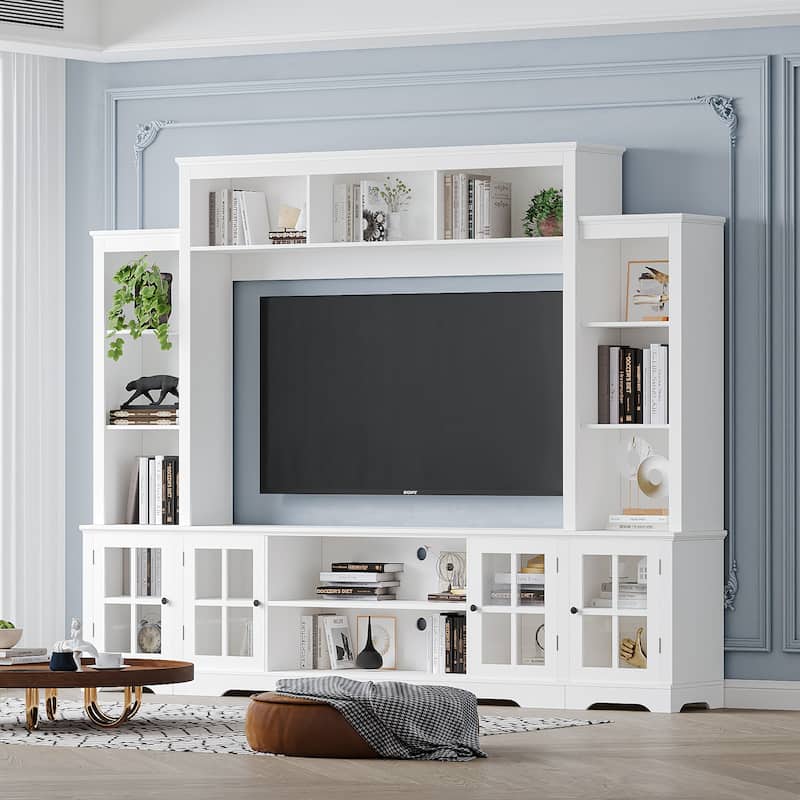 GDF Studio - Harrington Farmhouse Wall Entertainment Center for TVs up to 65 Inches - White