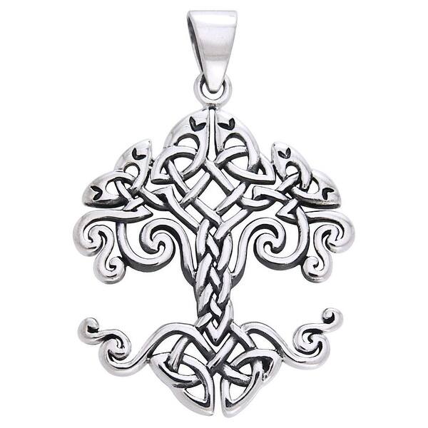 Shop Sterling Silver Celtic Knot Work Tree Of Life Pendant On Sale Overstock 29611309