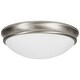 preview thumbnail 6 of 5, Access Lighting Atom - 1-Light 11" Flush Mount - Brushed Steel Finish - Opal Glass Shade