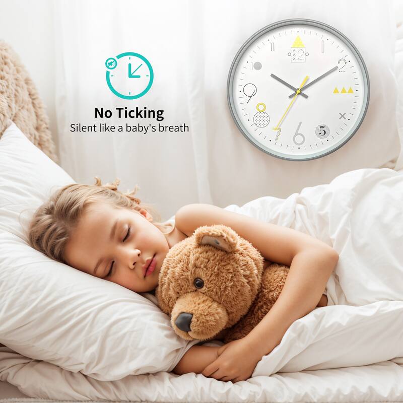 Wall Clock, Modern Silent Non Ticking Battery Operated Clocks for Office, Home, Bathroom, Kitchen, 12 Inch - 12 Inch