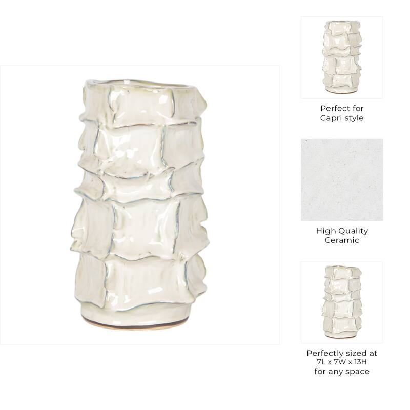 Ceramic Decorative Vase Accent Piece Glazed Finish Capri Style