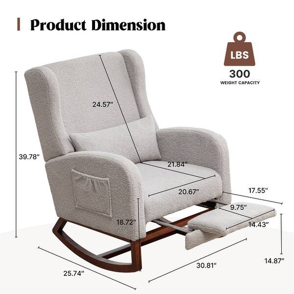 dimension image slide 0 of 10, HOMYKA Teddy Nursery Rocking Chairs with Foot Rest