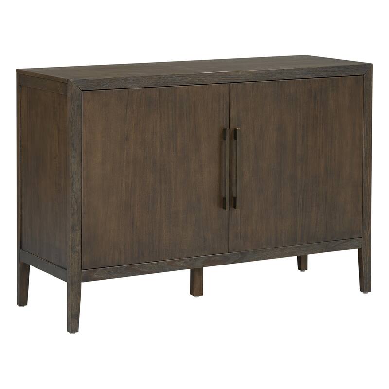 47.25"Sideboard with Pine Veneer and 2 Doors, Retro Buffet with Adjustable Feet, Wooden Storage Cabinet with Metal Handles
