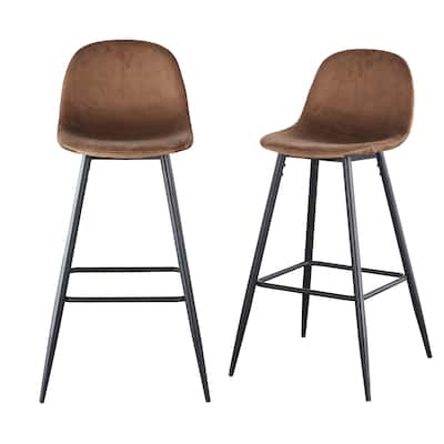 30 Inches Velvet Barstool Modern Counter Bar Height Chair for Kitchen Bar, Set of 2 - 19.3"D x 19.3"W x 39.1"H
