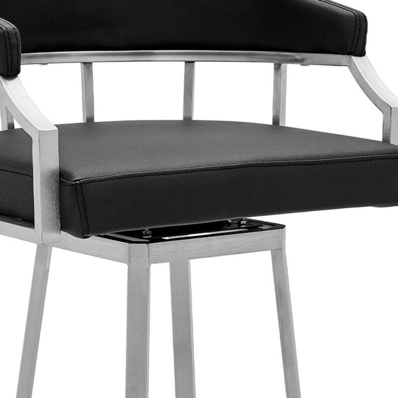 Faux Leather Swivel Bar Chair with Iron Frame and Footrest