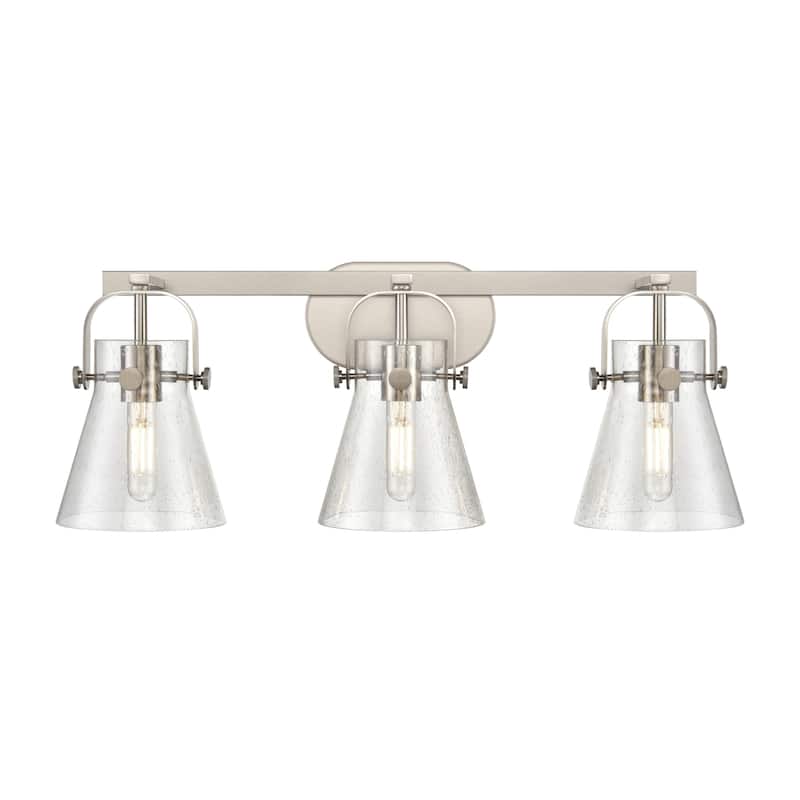 Innovations Lighting 423-3W-10-27 Pilaster II Cone Vanity Pilaster II - Satin Nickel / Seedy