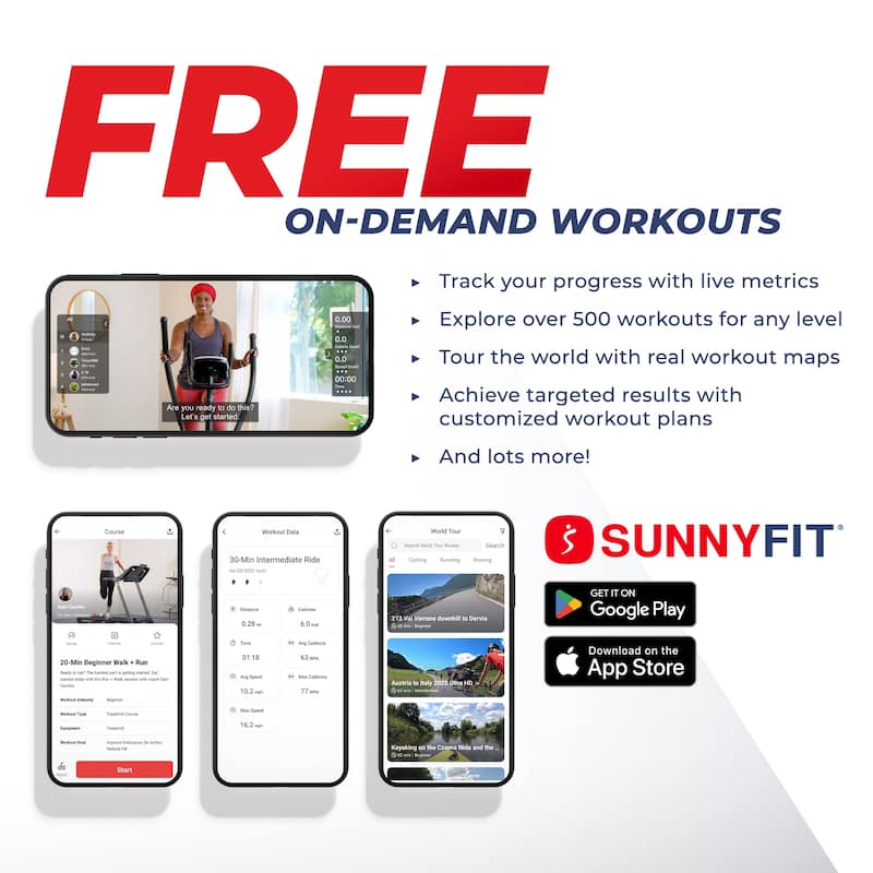 Sunny Health & Fitness Compact Performance Recumbent Bike with Dual Motion Arm Exercisers Exclusive SunnyFit® App
