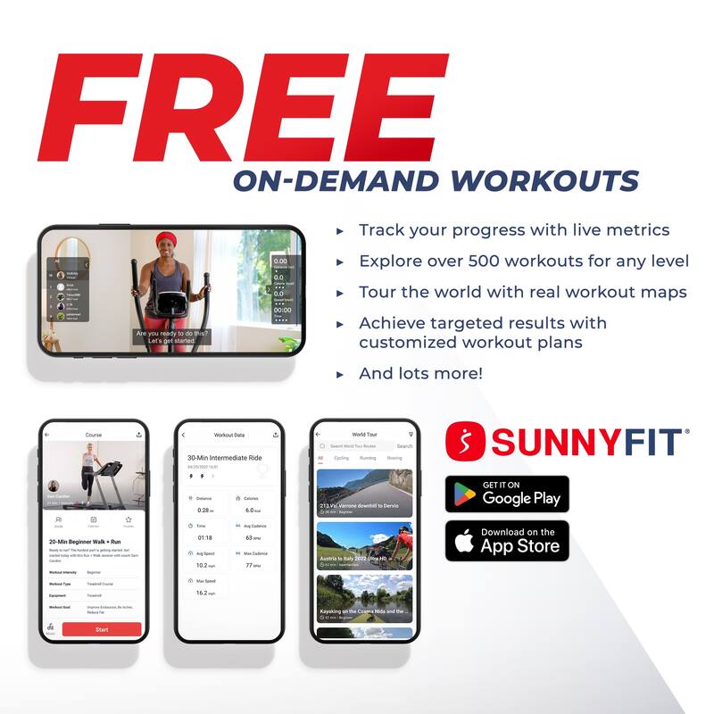 Sunny Health & Fitness Smart Elliptical Exercise Machine with Exclusive SunnyFit App - SF-E3889SMART