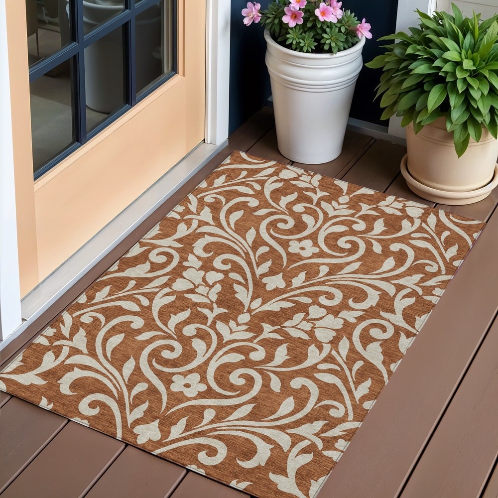 HomeRoots Floral Transitional Rectangle Outdoor Rug