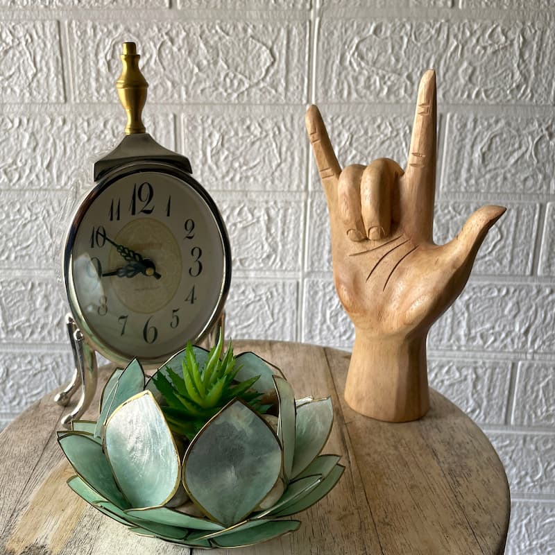 Zeckos Carved Wood Asl Sign Language I Love You Hand Gesture Statue - 7.75 X 3.25 X 2.5 inches