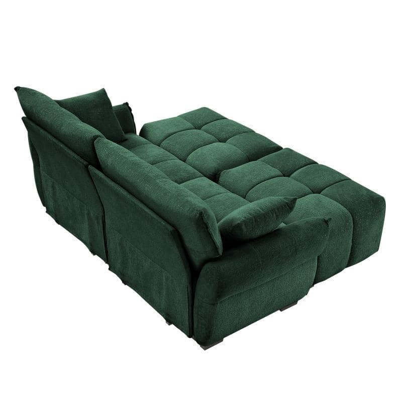 78.7" Chenille Two Seater Upholstered Sofa, 2 Ottoman