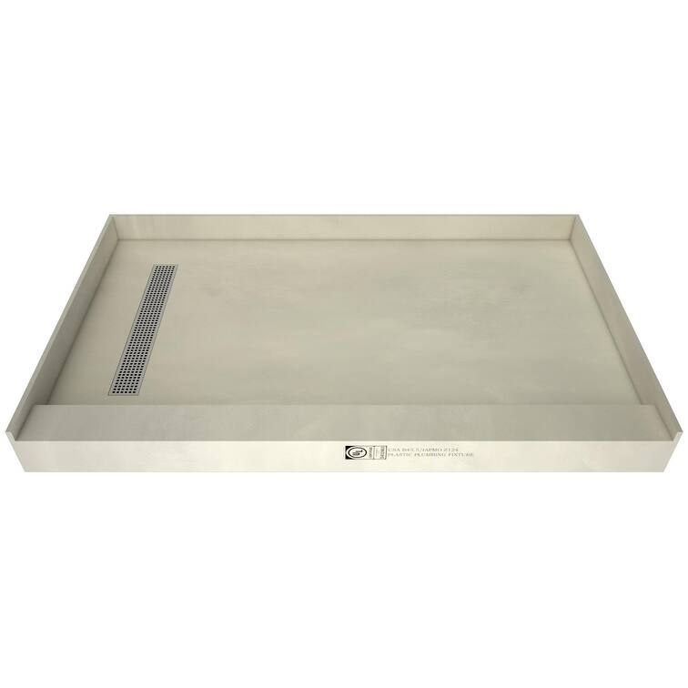 Tile Redi RT3760LPVC Redi Trench 60" x 37" Rectangular Shower Base - Polished Chrome