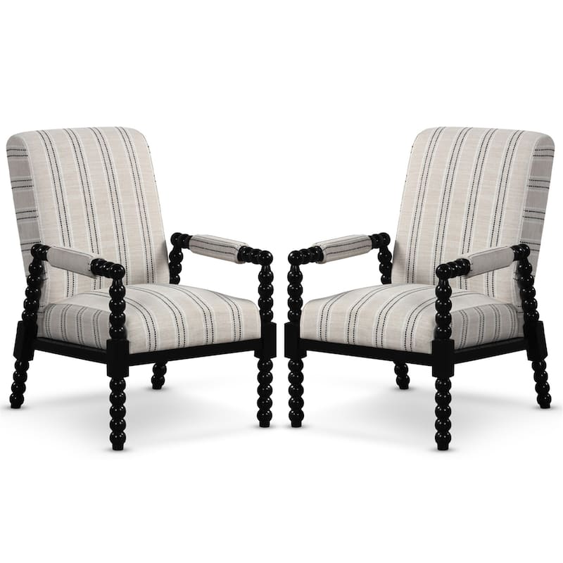 Gymax 2PCS Accent Chair Upholstered Armchair w/ Rubber Wood Frame - Multi