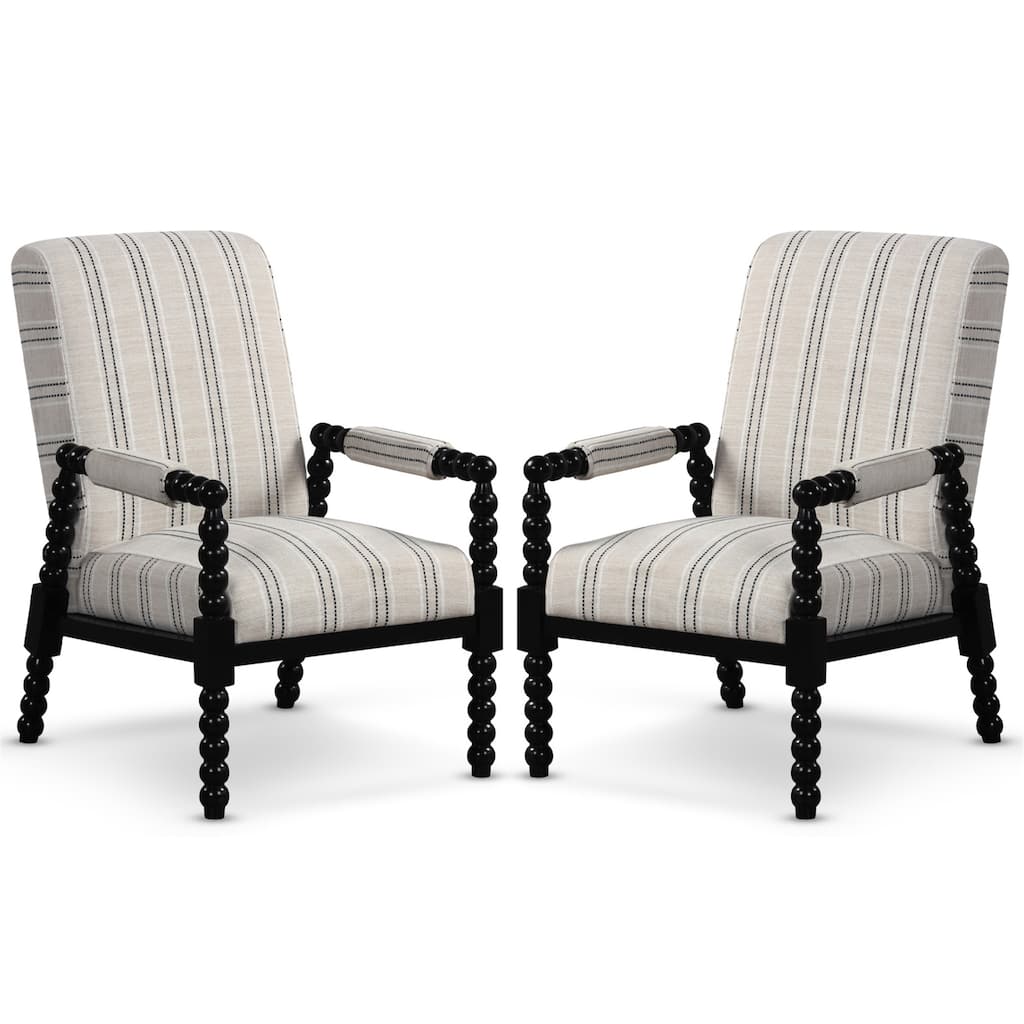 Gymax 2PCS Accent Chair Upholstered Armchair w/ Rubber Wood Frame