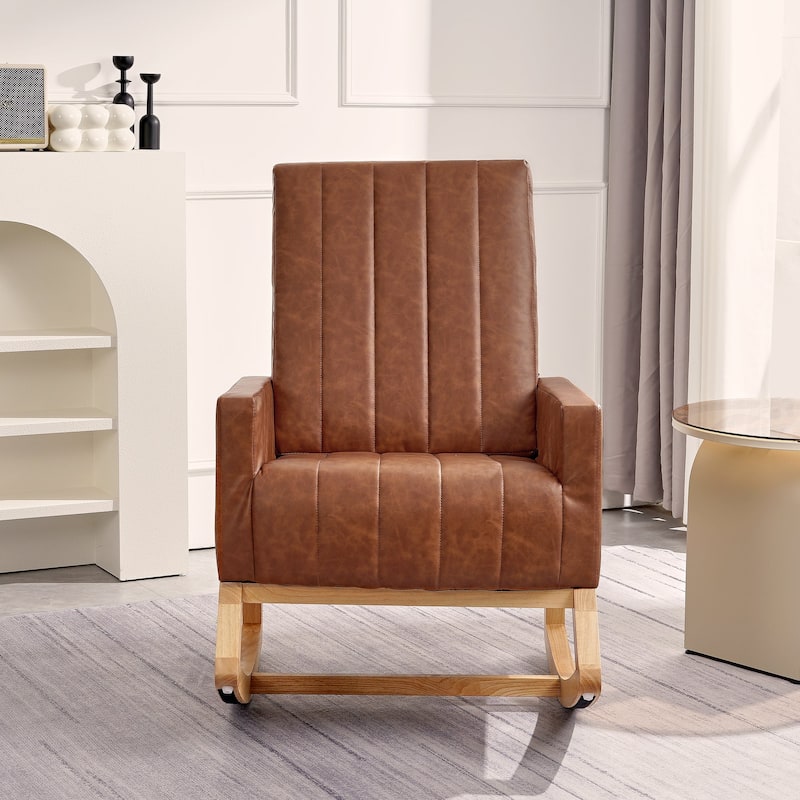 Adjustable Rocking Chair, Nursery Glider Chair with Adjustable High Back and Foot Rest