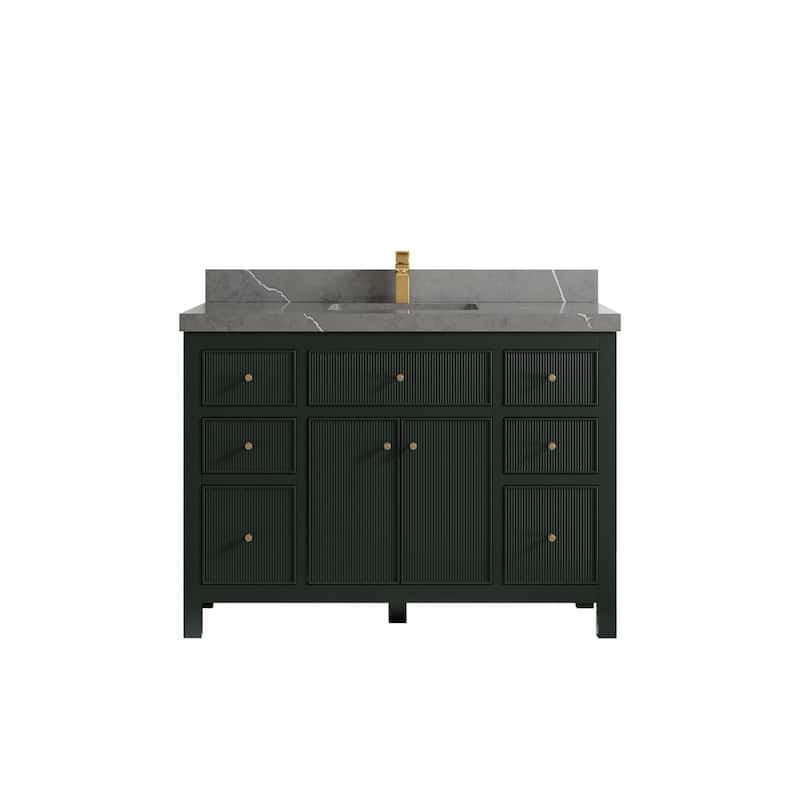 Willow Collections 48 in W x 22 in D Sonoma Free Standing Reeded Single Sink Bathroom Vanity with Countertop