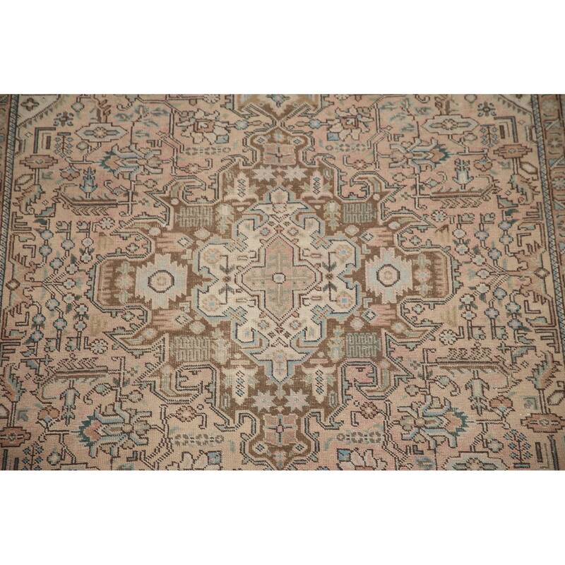 Hand Knotted Oriental 100% Wool Carpet Traditional Medallion Pink Tabriz Area Rug - 9' 7'' X 6' 7''