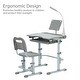 preview thumbnail 7 of 25, Ukuowu Height Adjustable Child's School Study Kids Desk and Chair Set with Tilt Desktop, LED Light, Storage Drawer, Book Stand