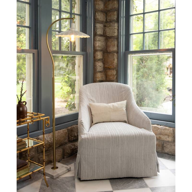 Tamara Day for Stylecraft Penelope Floor Lamp - White Marble & Polished Brass - Glossy