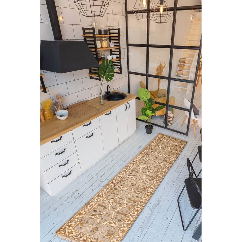 ECARPETGALLERY Hand-knotted Royal Oushak Light Blue Wool Rug - 2'7 x 11'8