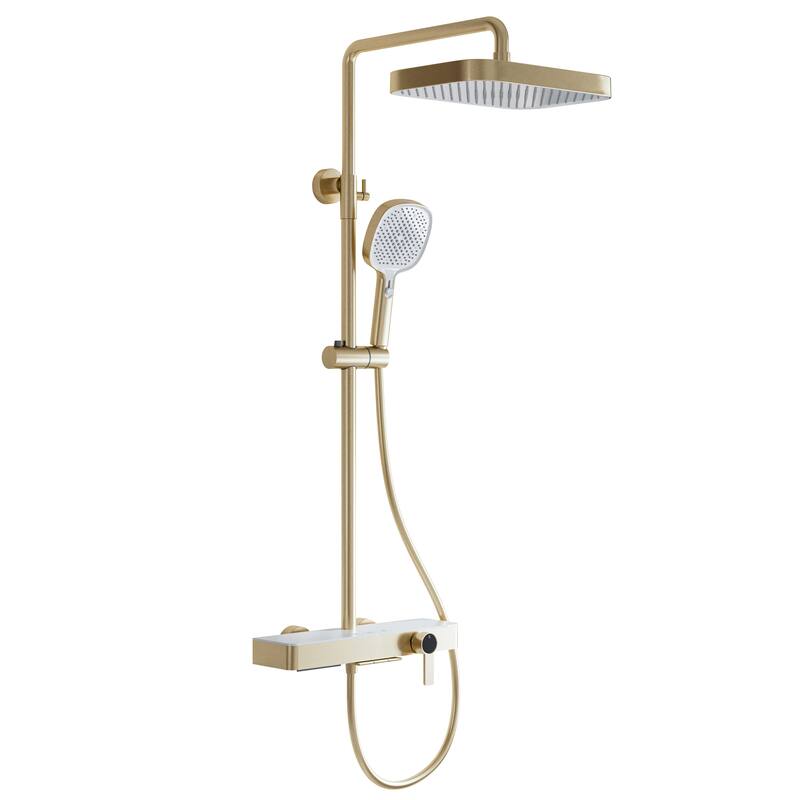 Modland Wall Mount 3-Function Shower System with Waterfall Tub Spout Adjustable Slide Bar,Handheld Shower