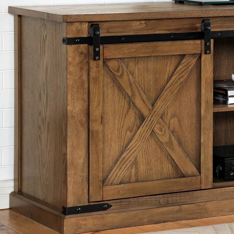 Furniture of America Cordone Farmhouse 72-inch Wood Multi-storage TV Console - Dark Oak