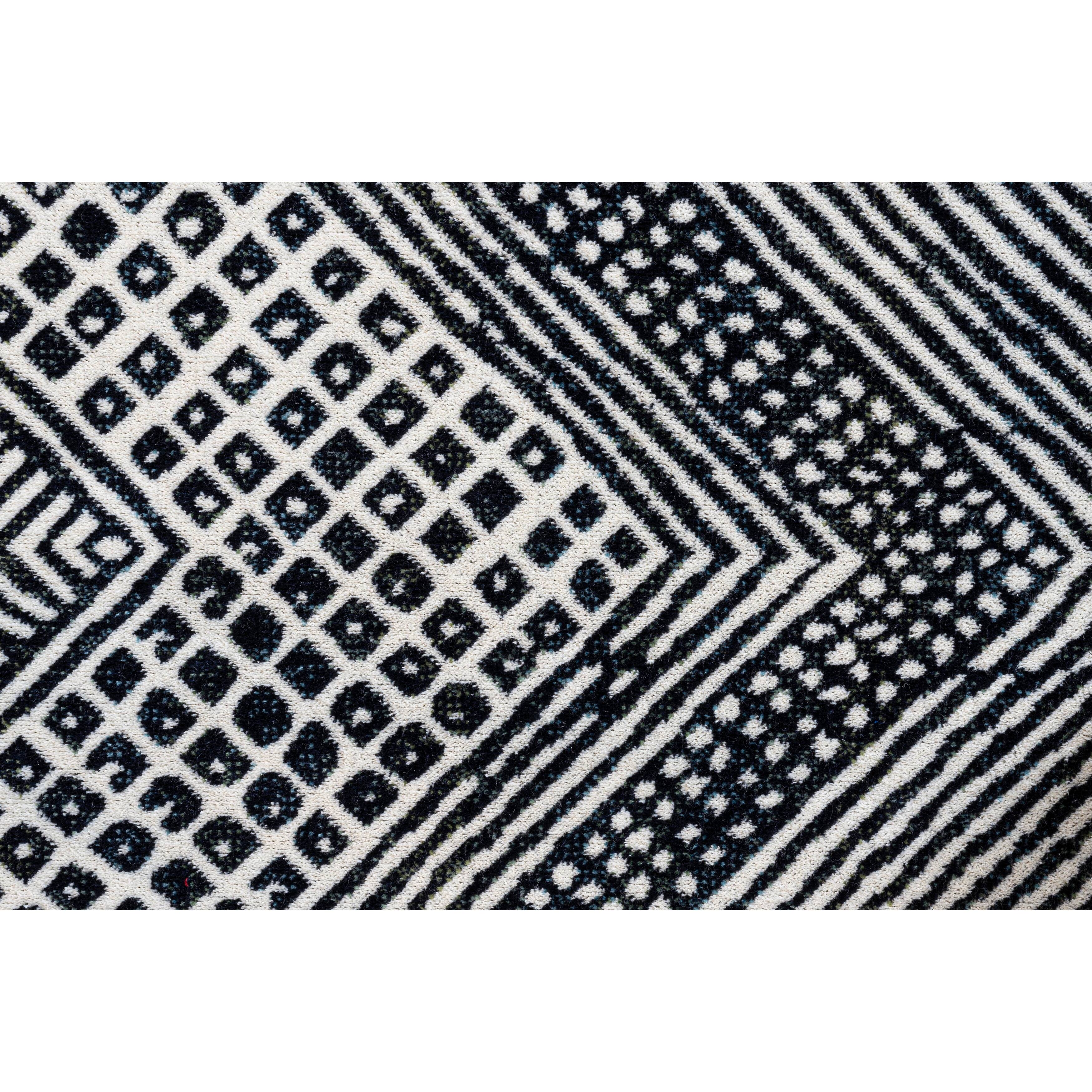 Black and White Viscose Area Rug 5x8Room, NonSlip NonShedding Low
