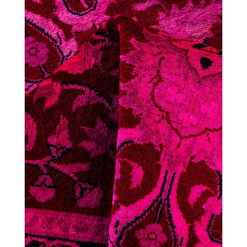 Overton Hand Knotted Wool Vintage Inspired Modern Contemporary Overdyed Pink Runner Rug - 2' 7" x 10' 2"