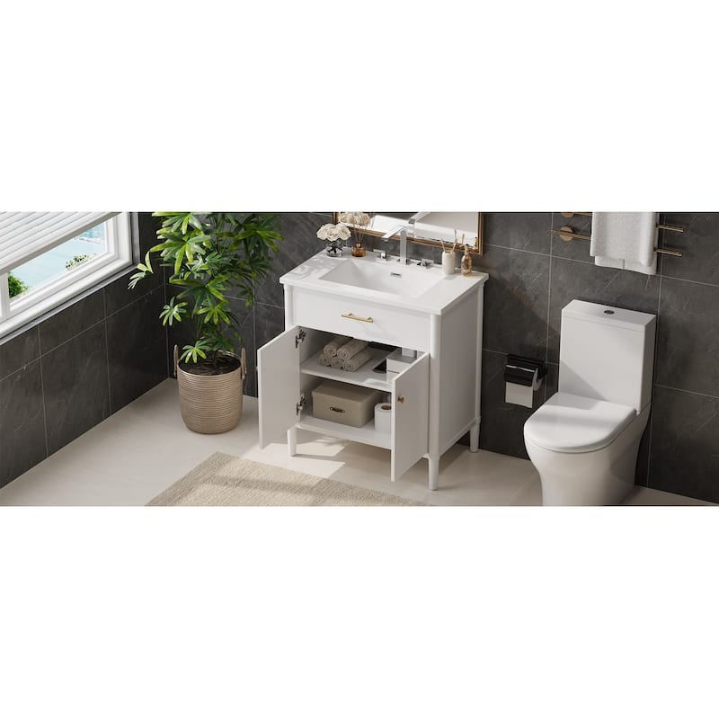 Bathroom Vanity with Sink, Bathroom Cabinet with Soft Close Doors and Adjustable Shelf