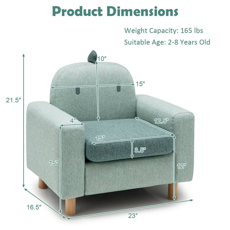 Gymax Kids Dinosaur/Panda/Chick Sofa Wooden Armrest Chair Couch w/