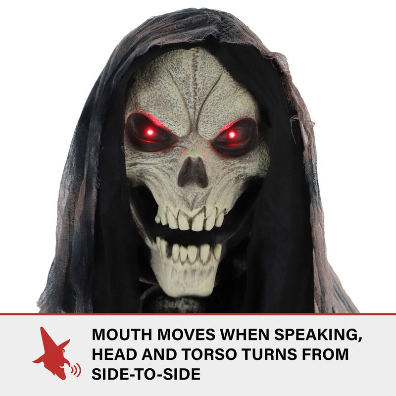 Haunted Hill Farm 7-Ft. Tall Khronos the Rotting Reaper, Premium Talking Halloween Animatronic, Plug-In