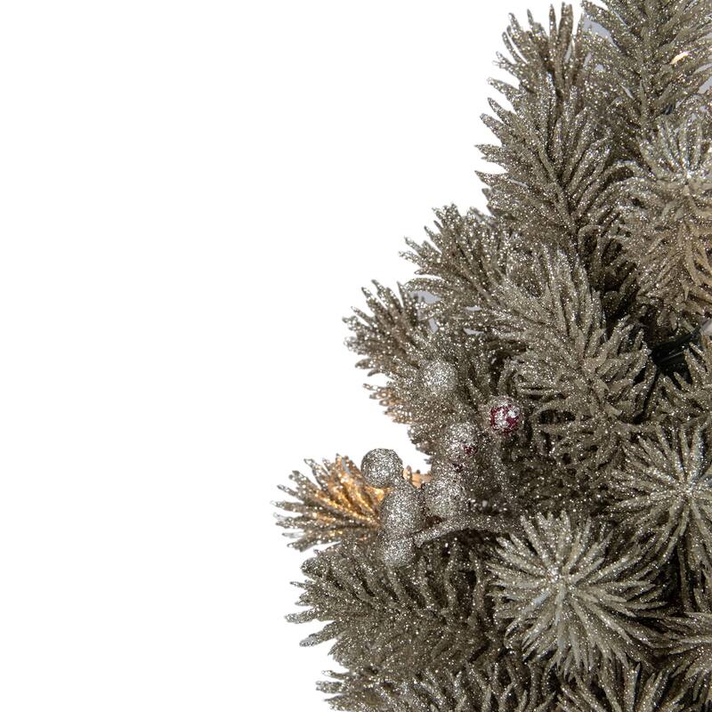 10.25in LED Potted Champagne Artificial Christmas Tree - Clear Lights - under-3-feet