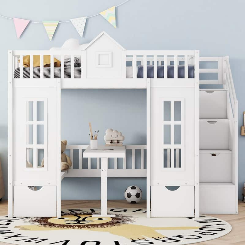 Pine Bunk Bed with Storage