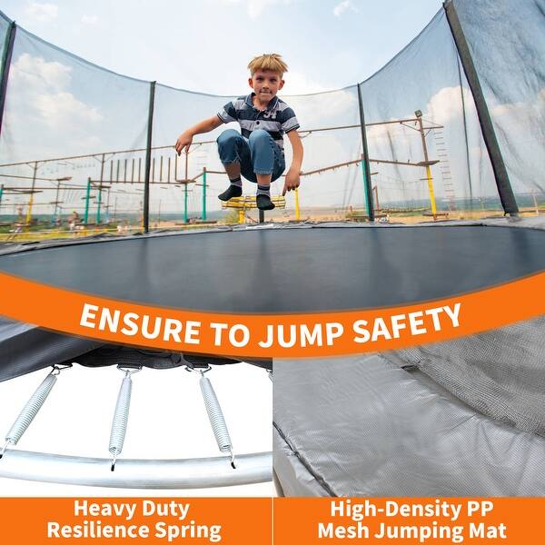 slide 2 of 9, Trampoline with Safety Net, Outdoor with Heavy Duty Jumping Mat and Spring Cover Padding Kids