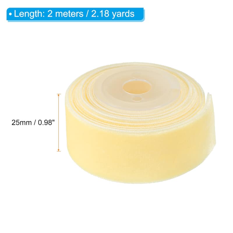 2Pcs 0.98" x 2.18 Yard Ribbon Single Faced Velvet Spool for DIY - Beige