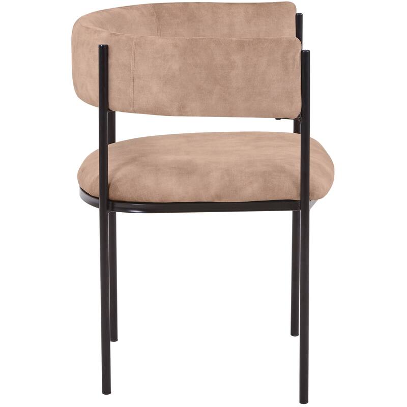 Dining Chair in Leather with Open-Back and Powder Coated Iron Legs Set of 4