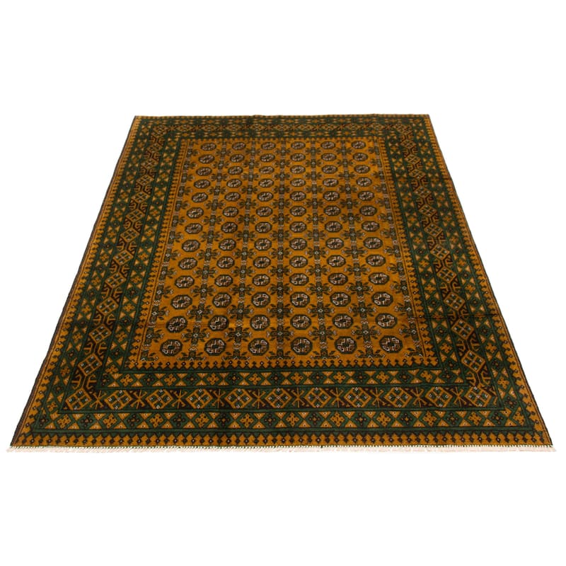 ECARPETGALLERY Hand-knotted Uzbek Kargahi Brown Wool Rug - 6'7 x 9'8