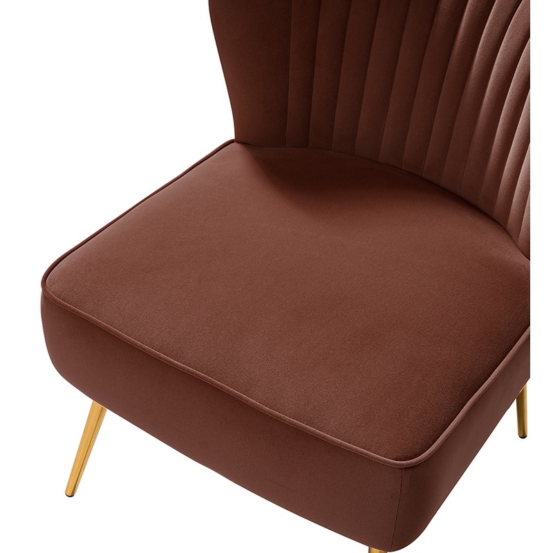 Monica 22''W Upholstered Modern Tufted Accent Side Chair with Gold Legs by HULALA HOME