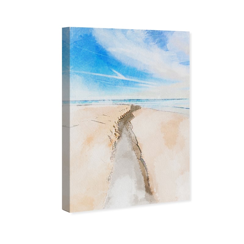 Wynwood Studio Canvas Nautical and Coastal Path in Sand Blue and Light Blue Nautical & Coastal Wall Art Canvas Print
