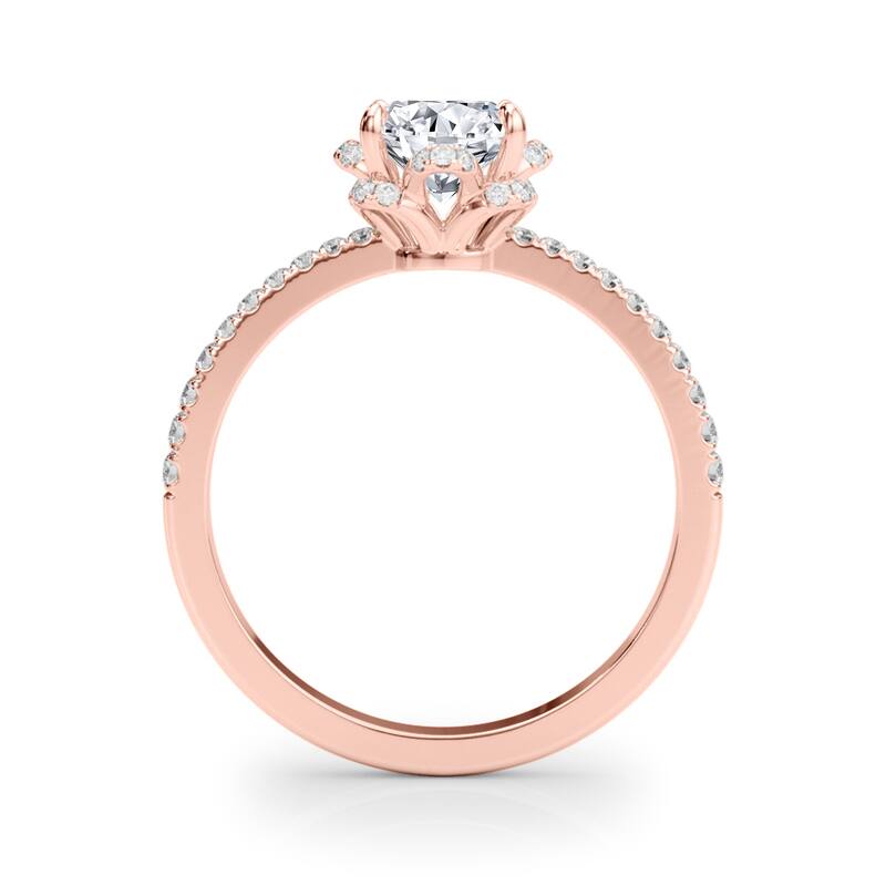 Auriya 14k Rose Gold Lab Grown Oval Diamond Halo Engagement Ring 0.50 to 5.00 ct. tw. (F-G VS)