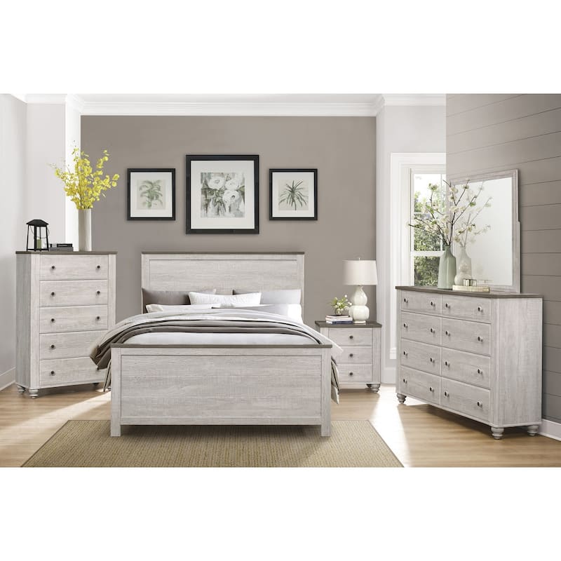 Jillene Antique White Panel Bed
