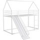 preview thumbnail 4 of 11, Twin over Twin House Bunk Bed with Convertible Slide and Ladder, White
