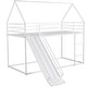 preview thumbnail 4 of 7, White Twin Size Solid Metal House Bunk Bed with Convertible Ladder and Slide, High Guardrails