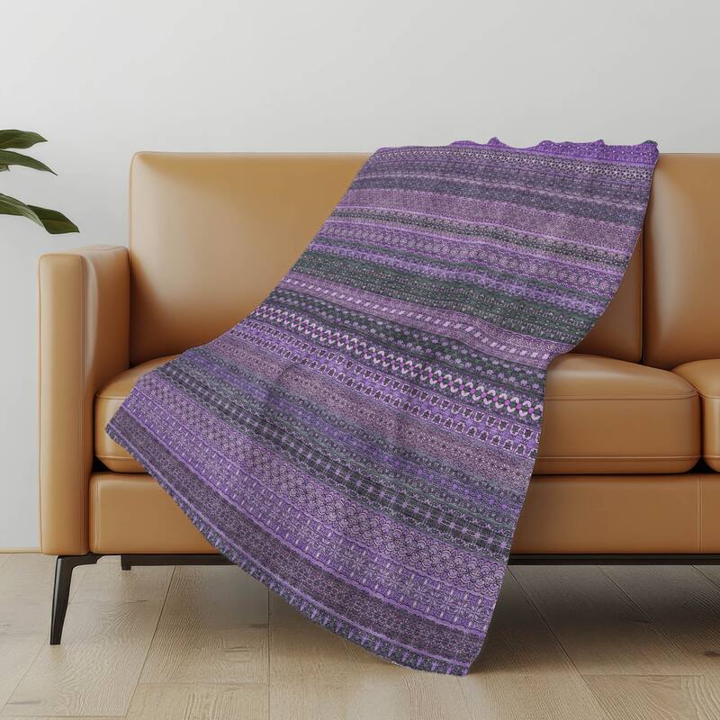 Premium Machine Washable Boho Stripes Sherpa Throw Blanket
