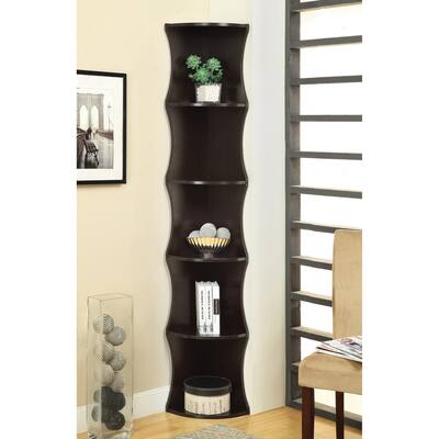 Lionel Cappuccino 5-shelf Corner Bookcase